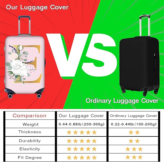 Flower Lette I Pink Luggage Cover Elastic Washable Stretch Suitcase Protector Anti-Scratch Travel Suitcase Cover for Kid and Adult L (25-28 inch suitcase)