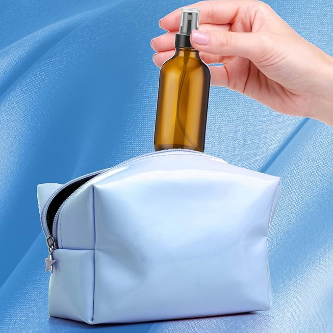 Fumete 36 Pcs Glass Spray Bottles 4oz Fine Mist Glass Spray Bottle Refillable Liquid Containers with 6 Labels 6 Funnel for Hair Travel Plants Cleaning Solutions Skin Care(Amber,Classic)