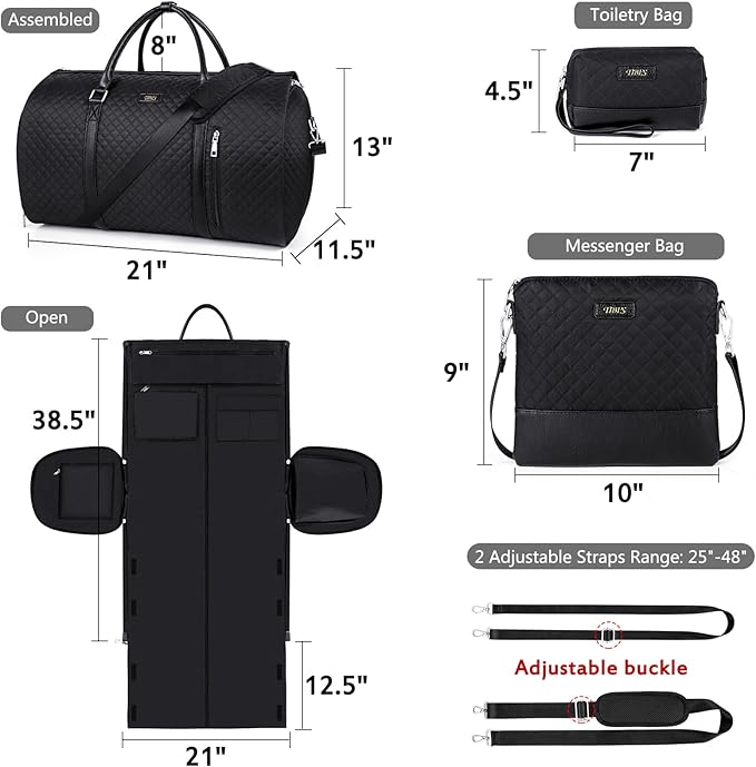 Convertible 2-in-1 Garment Bags for Travel, Carry On Garment Duffle Bag With Shoe Compartment Large Weekender Bag for Women Men Hanging Suitcase Suit Travel Duffel Overnight Bags 4pcs Set