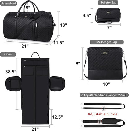 Convertible 2-in-1 Garment Bags for Travel, Carry On Garment Duffle Bag With Shoe Compartment Large Weekender Bag for Women Men Hanging Suitcase Suit Travel Duffel Overnight Bags 4pcs Set
