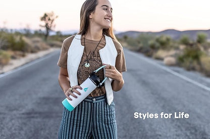 HYDRO CELL Stainless Steel Insulated Water Bottle with Straw - For Cold & Hot Drinks - Metal Vacuum Flask with Screw Cap and Modern Leakproof Sport Thermos for Adults (White 24oz)