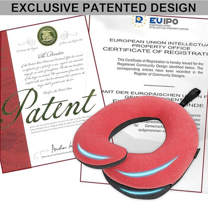 BUYUE Kids Travel Pillows for Airplane, 360° Head Support Sleeping Essentials for Boys Long Flight, Skin-Friendly Soft Neck Pillow for Traveling in Car Seat, (Small, Pink Grey, 40-90 lbs)