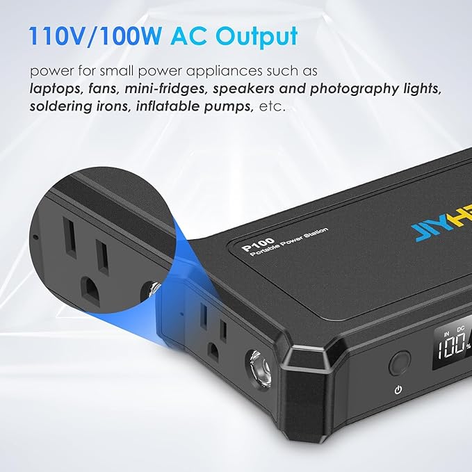 JIYHF Portable Power Bank with AC Outlet - 99.9Wh Backup Battery, 100W AC & 65W USB-C PD Fast Charging Ideal for Outdoor Work