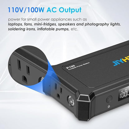 JIYHF Portable Power Bank with AC Outlet - 99.9Wh Backup Battery, 100W AC & 65W USB-C PD Fast Charging Ideal for Outdoor Work
