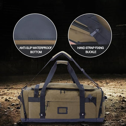 Large Duffle Bag for Travel - Men & Women, Foldable Gym Duffle Backpack, Heavy Duty Tactical Military Canvas Duffel Bags, Extra Big Carry On with Shoe Pockets, Waterproof (80L/103L)