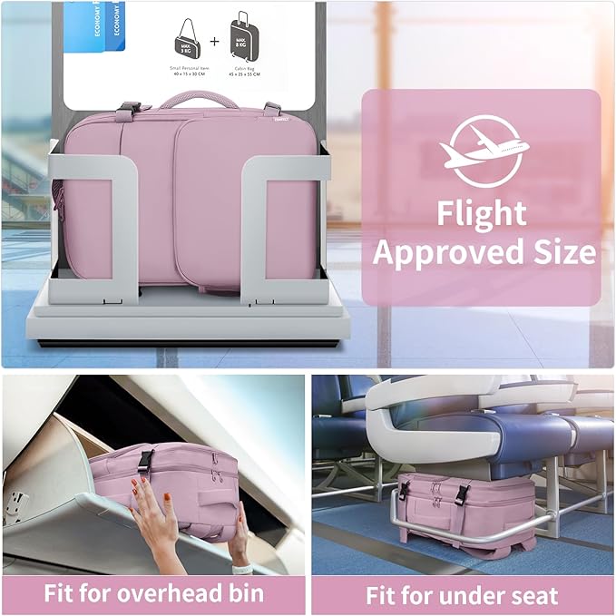 ZOMFELT Travel Backpack for Women Men, Carry On Backpack, TSA 15.6inch Laptop Backpack Flight Approved, Personal Item Travel Bag Nurse Bag Casual Daypack for Weekender Business Trip, Dark Purple