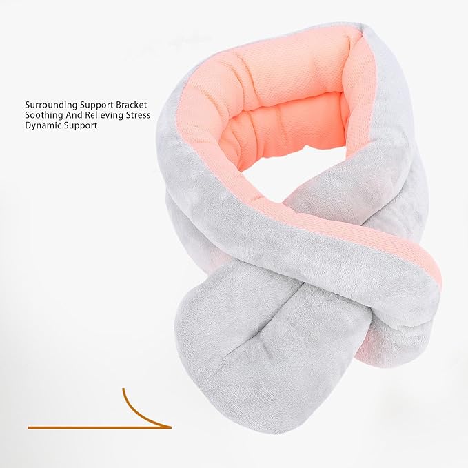 Aramox Twist Memory Foam Travel Pillow, Ergonomic Airplane Headrest Travel Neck Pillow for Traveling Suitable for Airplanes, Offices and Cars (Pink Grey)