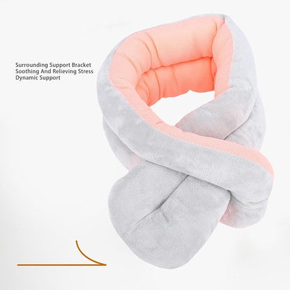 Aramox Twist Memory Foam Travel Pillow, Ergonomic Airplane Headrest Travel Neck Pillow for Traveling Suitable for Airplanes, Offices and Cars (Pink Grey)