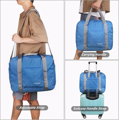 For Spirit Airlines Personal Item Bag 18x14x8 Foldable Travel Duffel Bag Underseat Carry-on Luggage for Women and men 30L(Blue)