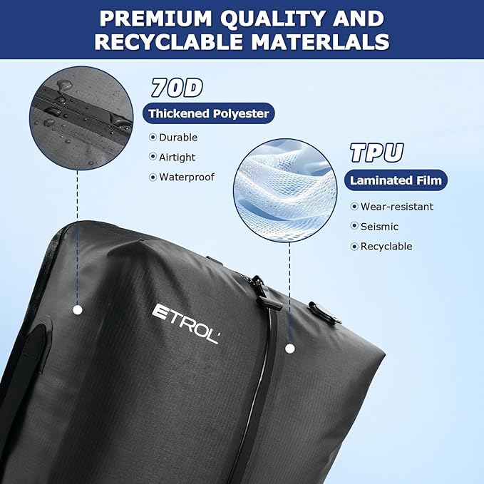 TPU Vacuum Bag for Travel, 70D Nylon Reusable Compression Bag with IP67 Waterproof Zipper, Compression Packing Cubes for Clothing(Gray-2 PCS + PUMP)