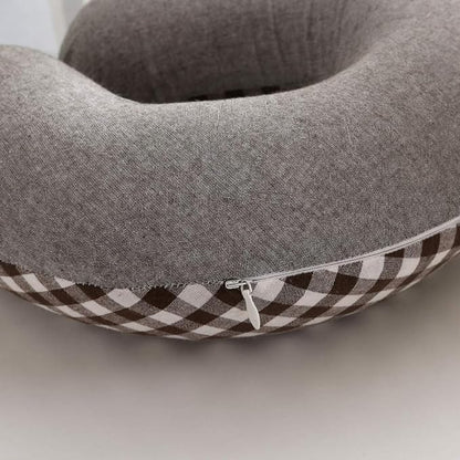 Buckwheat Neck Pillow for Sleeping U Shaped Pillow Cooling Travel Cervical Sleeping Pillow Head Neck Contour Support for Side Sleepers(12x12 inch, AB-Black)