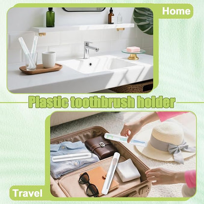 60 Pcs Travel Toothbrush Case, Portable Plastic Toothbrush Holders Bulk, Plastic Dust Proof Breathable Toothbrushes Case Holder for Travel, Business, Indoor, Outdoor, Camping, Bathroom(Clear)