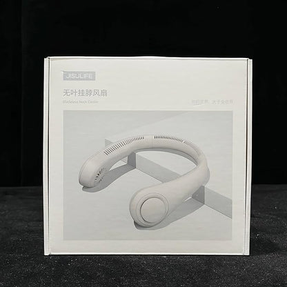 JISULIFE Portable Neck Fan, Hands Free Bladeless Fan, 5 Speeds, 4000 mAh Battery Operated Wearable Personal Fan, Twistable, Rechargeable, Gift for Women Men-Blue