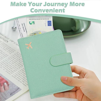 Melsbrinna Rfid Passport Holder for Travel women/Men, Cute Passport Wallet Rfid Blocking Card Slots, Rfid Passport Cover/CaseTravel Wallet, Passport Book Holder (1, Green4)