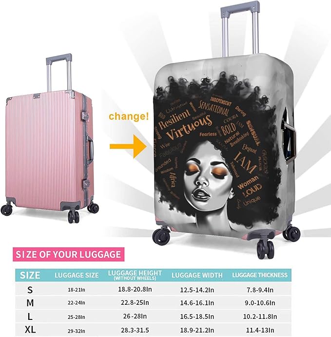 Suitcase Cover - luggage cover Protect Your Luggage with Style and Ease Medium African American Black Girl