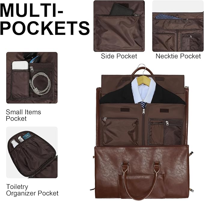 Modoker Rolling Garment Bag for Travel Wheeled Duffel Bag Luggage Suit Travel Bags for Men and Women,3 in 1 Carry on Convertible Garment Bag with Wheels,Dark Brown