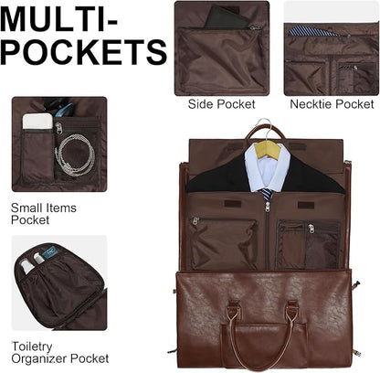 Modoker Rolling Garment Bag for Travel Wheeled Duffel Bag Luggage Suit Travel Bags for Men and Women,3 in 1 Carry on Convertible Garment Bag with Wheels,Dark Brown