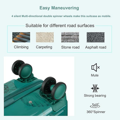 Somago Spinner 18" Hardside PC Carry on Suitcase with TSA Lock Lightweight Children Luggage(18inch, Seashell Blue)