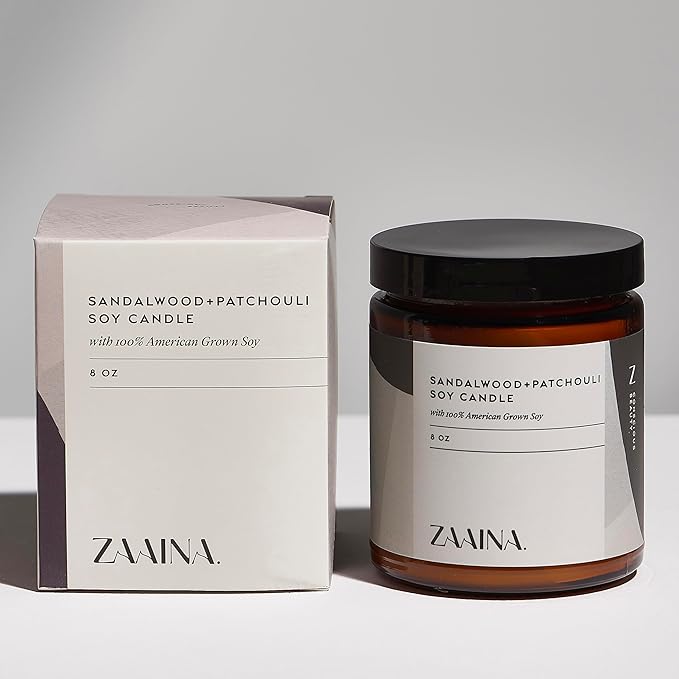 ZAAINA Men’s Self Care Package, Relaxation Spa Gift Set for Him - Luxury Natural Handmade Grooming Kit for Husband Dad Friend, Birthday & Christmas Gifts for Men (Premium Set with Sandalwood Candle)