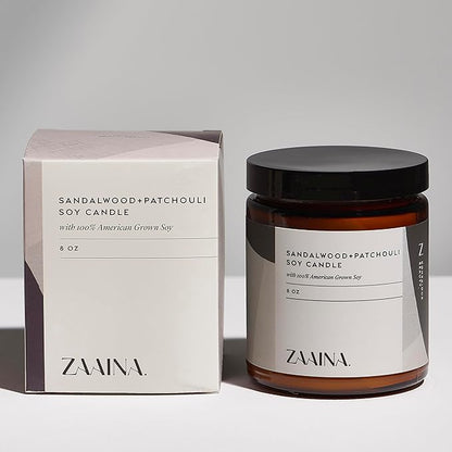 ZAAINA Men’s Self Care Package, Relaxation Spa Gift Set for Him - Luxury Natural Handmade Grooming Kit for Husband Dad Friend, Birthday & Christmas Gifts for Men (Premium Set with Sandalwood Candle)