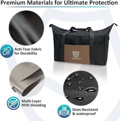 Faraday Bag for Large Electronics, Military-Grade XL Faraday Bag Protection For RF Shielding, Signal Blocking, Privacy, Signal-Blocking, Anti-tracking, Faraday Cage With 2 Detachable Faraday bags