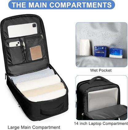 Large Travel Backpack For Women Airline Approved Carry On Waterproof Sports Luggage Casual Daypack Small Hiking Backpack Black