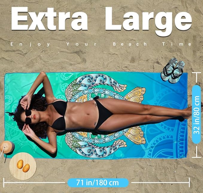 6 Pack Microfiber Lightweight Beach Towel Sand Free Quick Dry Absorbent Thin Compact Towels for Swimming Pool Camping Beach Accessories Large Easy Pack Travel Things for Vacation Essentials Gift