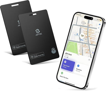 JSL JDTDC Wallet-Tracker-Card [Apple MFi Certified], Bluetooth-Tracker-Smart-Card Works with Apple Find My (iOS Only), Tracking-Card for Wallet/Luggage/Passport, IP68 Waterproof, 2 Pack