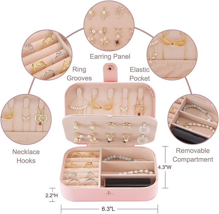 Personalized Jewelry Box for Women, Custom Travel Jewelry Case with Name and Birth Flower, Leather Jewelry Box for Rings, Earrings, Necklaces, Personalized Gifts for Women