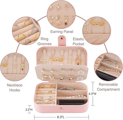 Personalized Jewelry Box for Women, Custom Travel Jewelry Case with Name and Birth Flower, Leather Jewelry Box for Rings, Earrings, Necklaces, Personalized Gifts for Women