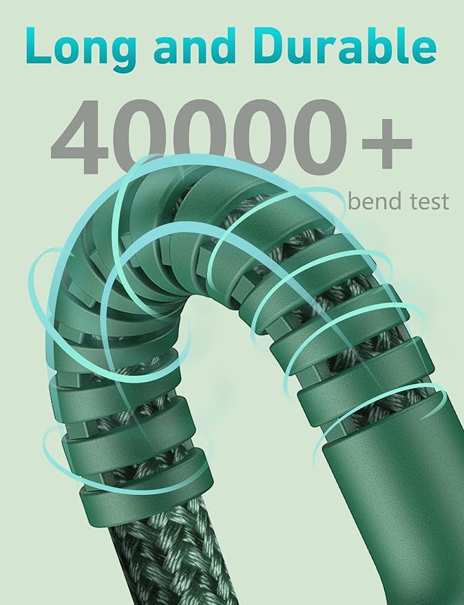 USB C Cable 6FT, 2Pack USBC to USBC Fast Charging Cable, iPhone 16 15 Charger Cable Long Type C Cord Nylon Braided Compatible with iPhone 17/16/15/Pro Max/Plus/Samsung Galaxy S23/LG and More-Green