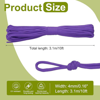 uxcell 4mm Nylon Rope, 10ft Portable Clothesline for Luggage and Backpack Tie Downs, Hanging Clothes, Swings, Camping and Mountaineering Tie Downs, Purple
