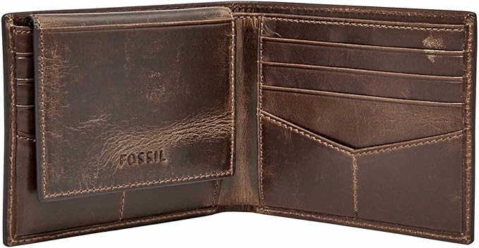 Fossil Men's Derrick Leather RFID-Blocking Bifold Passcase with Removable Card Case Wallet