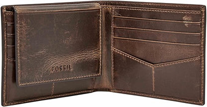 Fossil Men's Derrick Leather RFID-Blocking Bifold Passcase with Removable Card Case Wallet