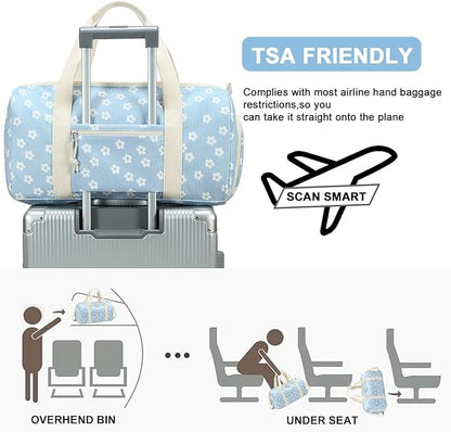 BLUBOON Duffle Bag Girls Kids Cute Gym Bag with Shoes Compartment & Wet Separation Waterproof Sports Overnight Travel Bag