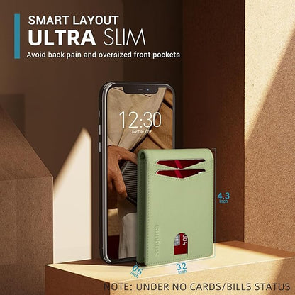 RUNBOX Wallet for Men Slim Rfid Leather 2 ID Window With Gift Box