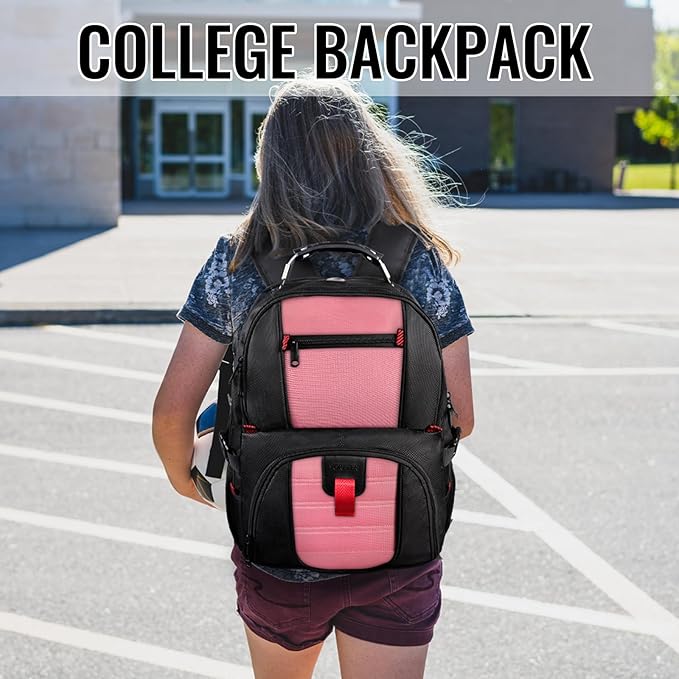 YOREPEK Travel Backpack, 50L Laptop Backpacks for Men Women, Water Resistant Airline Approved Bag with USB Charging Port Fits 17 Inch Computer, Pink