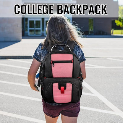 YOREPEK Travel Backpack, 50L Laptop Backpacks for Men Women, Water Resistant Airline Approved Bag with USB Charging Port Fits 17 Inch Computer, Pink