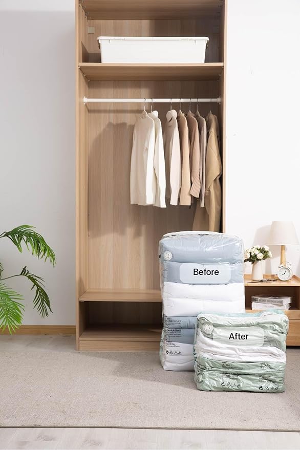 NeatNest 6 Pack Mixed Vacuum Storage Bags Set – Includes Roll-Up, Flat & Cube Bags in Multiple Sizes for Travel & Home, Vacuum or Hand Press, All-in-One Space Saver Kit for Clothes & Bedding