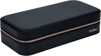Travel Jewelry Case Organizer, Portable Jewellery Box for Women Jewelry Travel Organizer for Rings Earrings Necklaces Bracelets Watch, Black C