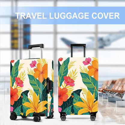 Luggage Cover Washable Suitcase Protector Anti-Scratch,Stretchable Fit for 20-34Inch Luggage Durable Travel Bag Cover with Zipper Closure (Flower, L(fits 28-30Inch suitcase))