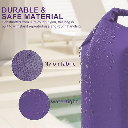 Travel Laundry Bag, Vacuum Compression Dirty Clothes Travel Bag Waterproof Wet Dry Bags Large Capacity Space Saver Bags Reusable Camp Clothes Organizer for Sports Dorm Laundromat (1 Pcs) (Purple, M）