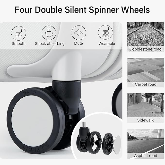 Hanke 16 Inch Underseat Carry On Luggage with Spinner Wheels Hard Shell Suitcases Mini Small Carry On Bag for Airline Approved TSA Luggage Lightweight Travel Suit Case(Smoke White)