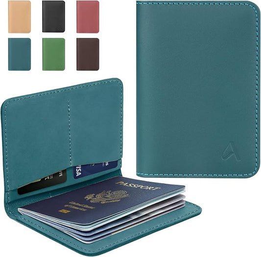 ALLIVE Genuine Leather Passport Holder - Women & Men, Airport Essentials, Passport Cover Case Travel Gifts