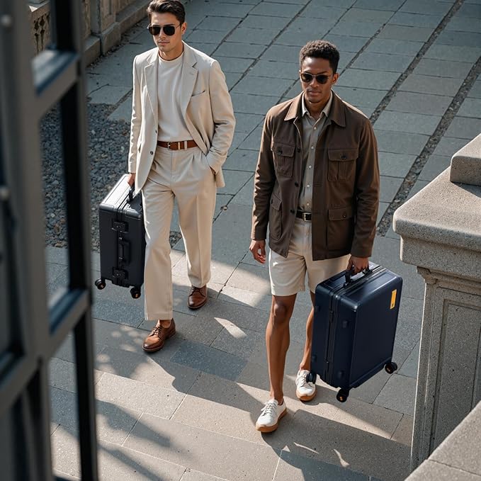 LEVEL8 Carry On Luggage Airline Approved Zipperless with Aluminum Frame, Hard Case Luggage with Spinner Wheels, Metal Travel Suitcase with Double Tsa Locks, 20 Inch, Blue