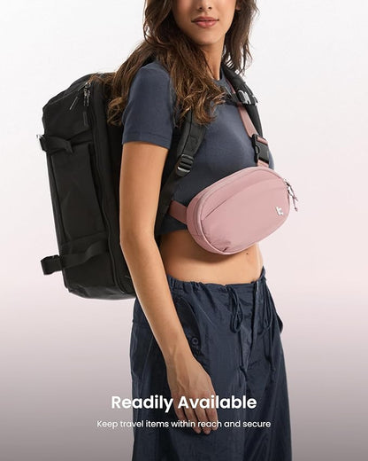 tomtoc Belt Bag with RFID Blocking, 1.5L Cross Body Fanny Pack for Women Men, Sling Waist Bags with Adjustable Strap for Travel Walk