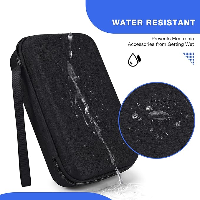 Hard Travel Electronic Organizer Case for MacBook Power Adapter Chargers Cables Power Bank Apple Magic Mouse Apple Pencil USB Flash Disk SD Card Hard Drive Waterproof Shockproof Carrying Bag, Black