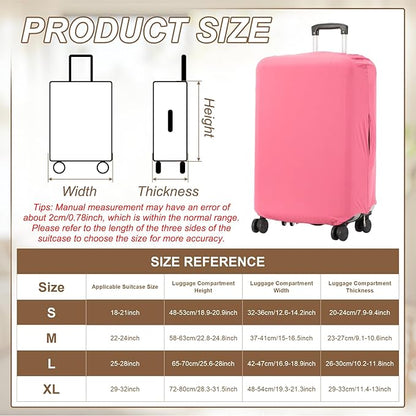 uxcell Luggage Cover for Suitcase Protector, Fit 21-25 Inch Luggage Elastic Suitcase Cover Scratch-Resistant Covers for Travel Business Trips, Pink (M)
