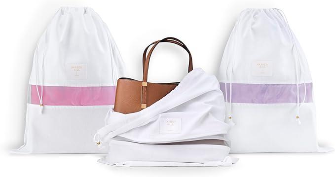Hayden Hill Luxury Organic Cotton Dust Bags For Handbags - 6 Pack (Med-Large) - Handbag, Purse and Shoe Bags for Storage - Certified Carbon Neutral