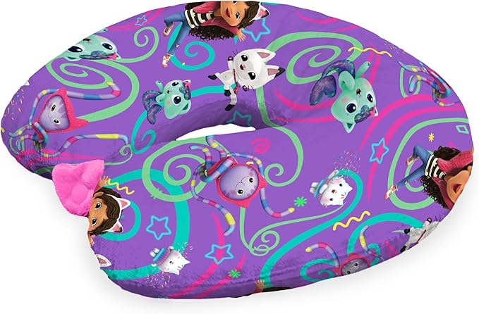 Northwest Gabby's Dollhouse Party Moves Travel Neck Pillow, U-Shaped Plush Cushion for Airplane, Traveling, Car, 12x13 inches